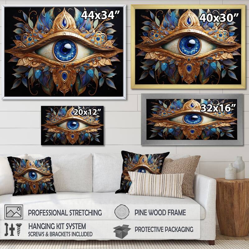 Designart "Judaism Hamsa Blessings Eye II" Spiritual Canvas Prints
